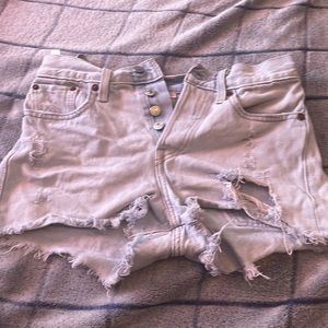 Ripped jean shorts